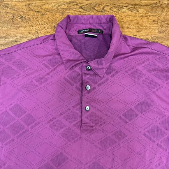 Nike Dri-Fit Purple Tiger Woods Geometric Performance Golf‎ Polo Shirt Men's LRG